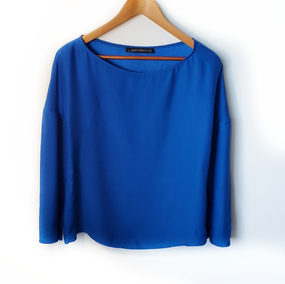 ZARA Woman Long Sleeve Silk Blouse